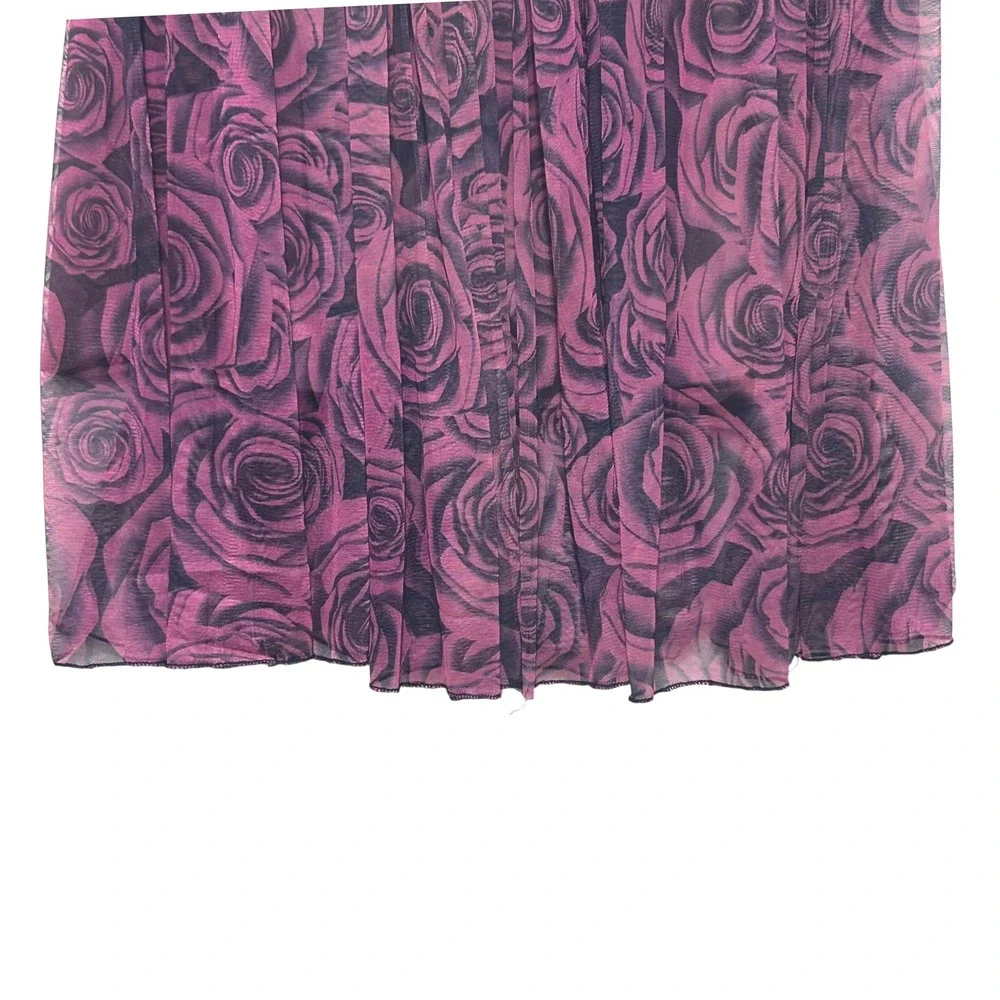 Y2K Womens Whimsygoth Skirt‎ Purple Black Floral Lace Waist Midi Fairygrunge
